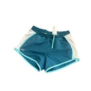 WOMENS UNDER ARMOUR HEATGEAR GYM ATHLETIC SHORTS GREEN/BLUE Large